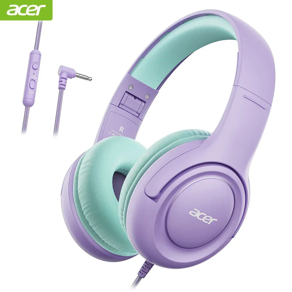 HK03 Kids Wired Headphones with Volume Limiter – Foldable Stereo Headset for School