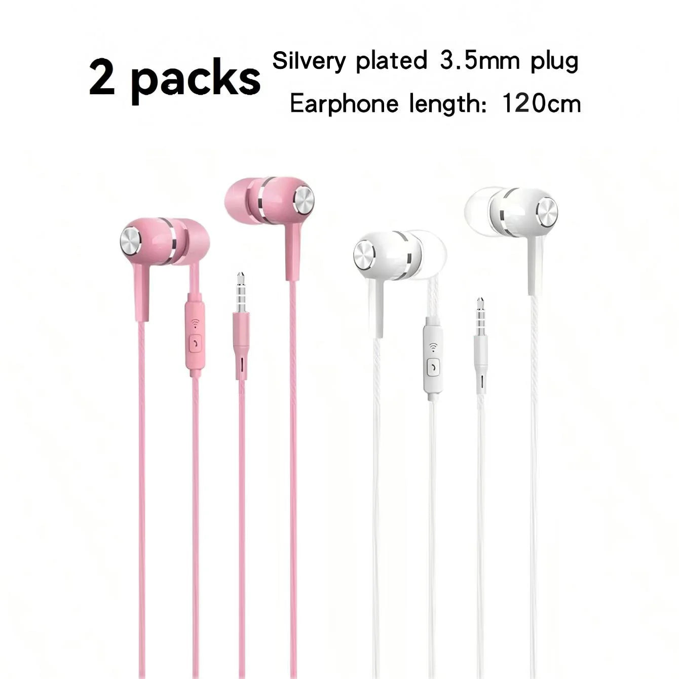 3.5mm Wired In‑Ear Headphones with Microphone, Bass‑Boosted HiFi Stereo Sound and In‑Line Controls – Pack of 1‑8