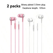 In‑Ear Wired Headphones with 3.5mm Plug, Built‑in Microphone and Inline Bass Control (1‑8 Pack)