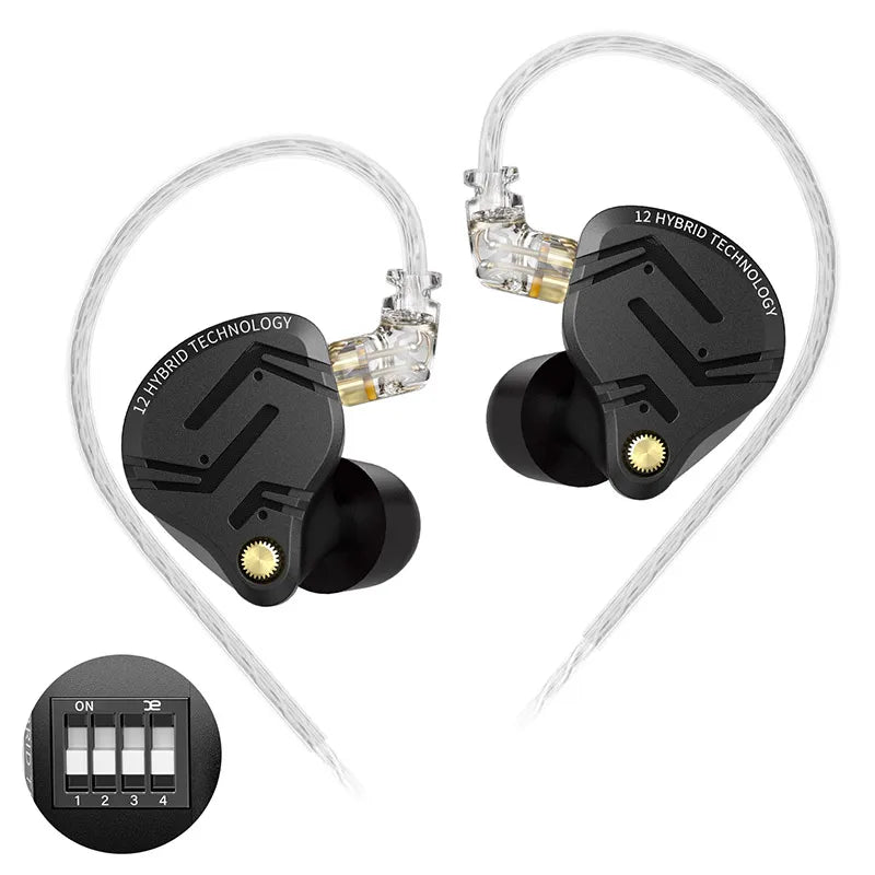 Metal Hybrid Earphones with 1 Dynamic Driver and 5 Balanced Armature Drivers, HiFi Bass, In‑Ear Monitor, Noise Cancelling