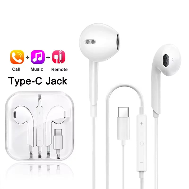 USB-C Wired Stereo Earbuds for iPhone, iPad and Laptops (3.5 mm Adapter Included)