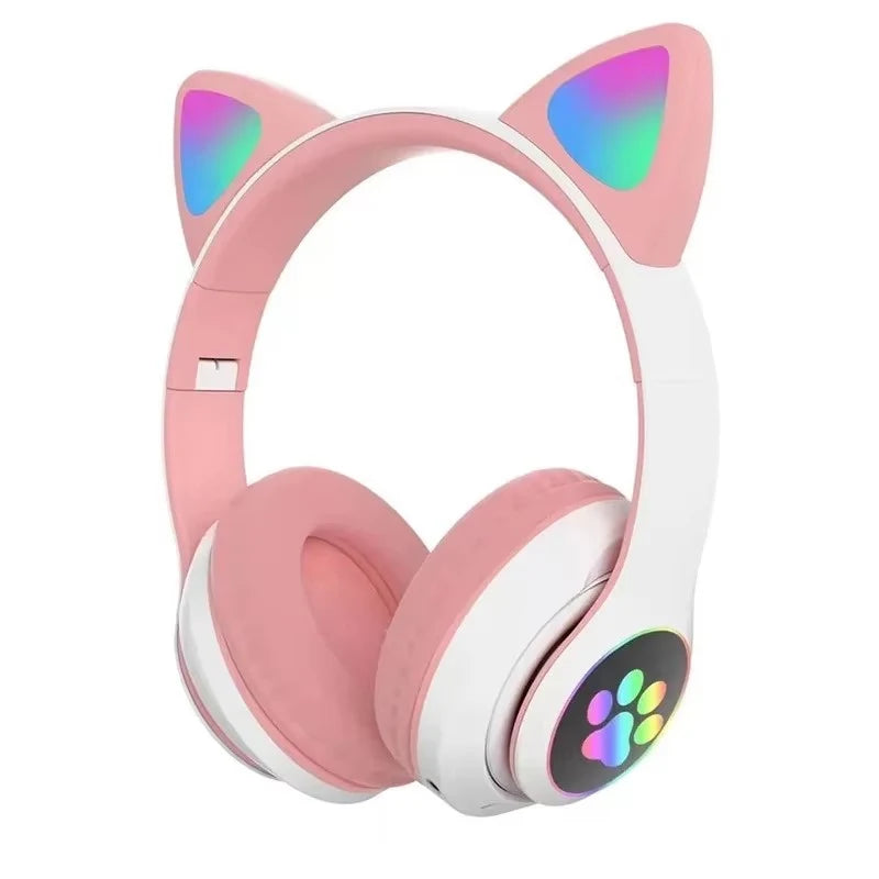 JST-28 Wireless Headphones Cat Ears Bluetooth Earphones Stereo Music Earbuds Bluetooth Sports Gaming Headset with Mic for Phones