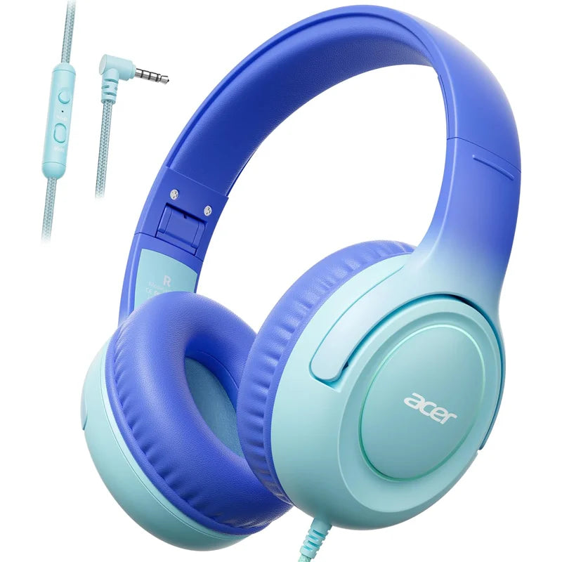 HK03 Kids Wired Headphones with Volume Limiter – Foldable Stereo Headset for School