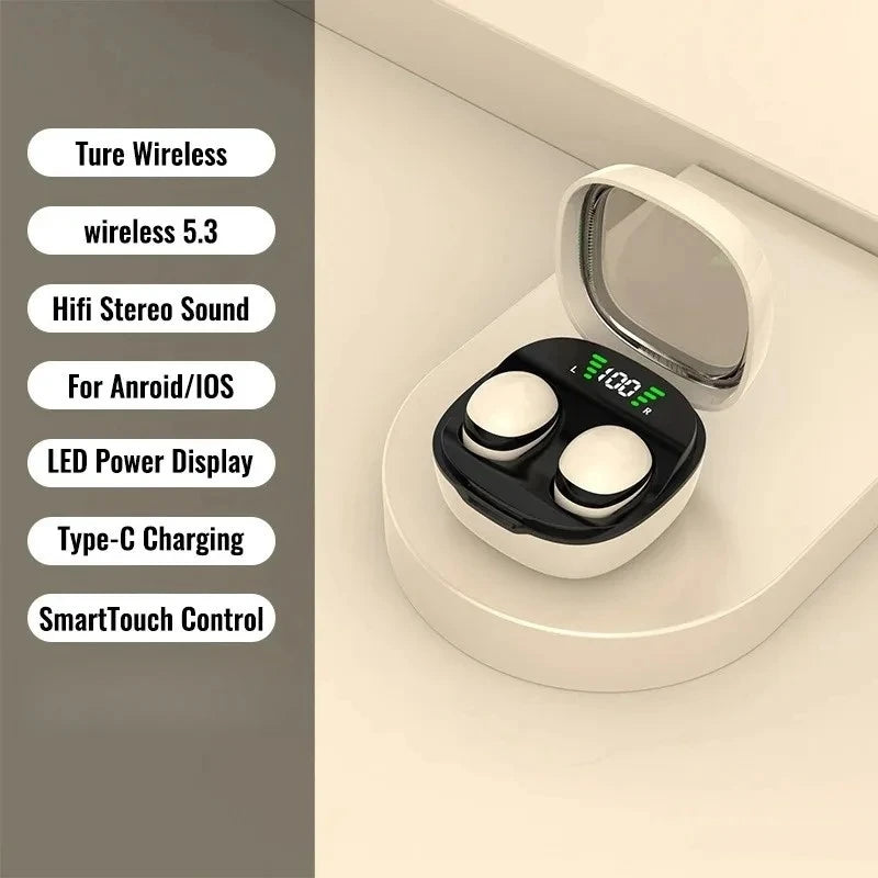 Bluetooth 5.3 Mini Wireless Sleeping Earbuds with Mic, HD Call, Waterproof, TWS Stereo