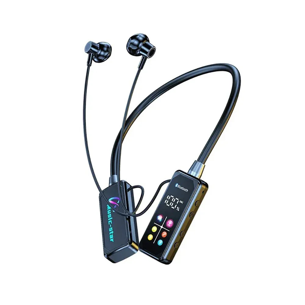 Bluetooth 5.4 Neckband Earphones with Color Screen and Noise Reduction – Wireless Headset