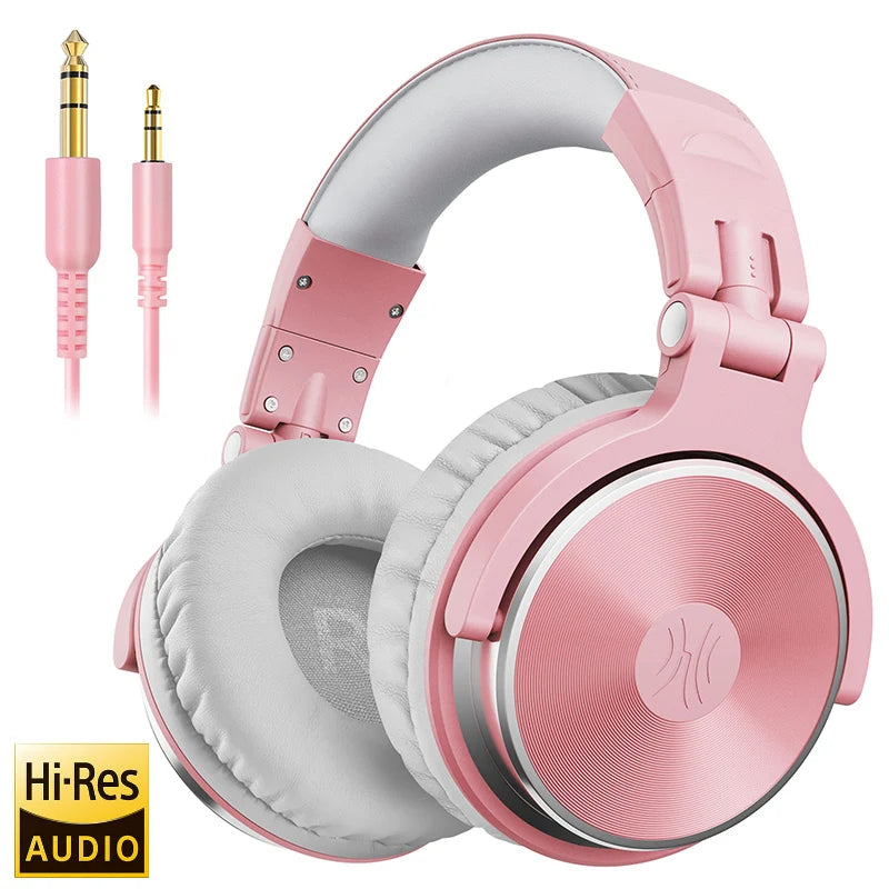 Professional Over‑Ear Wired Studio & DJ Headphones with Microphone, Hi‑Res Hi‑Fi Sound