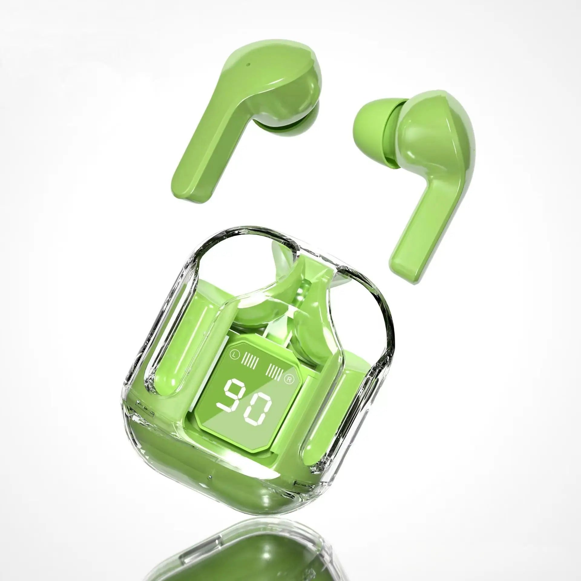 TWS Wireless Bluetooth Earbuds with Noise Cancelling, Hi‑Fi Stereo, Digital Display, Transparent Charging Case
