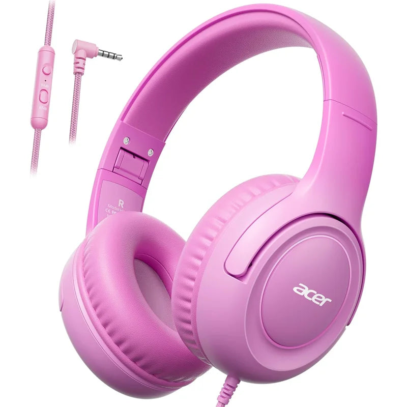 HK03 Kids Wired Headphones with Volume Limiter – Foldable Stereo Headset for School