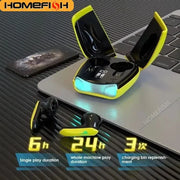 Wireless Earbuds Bluetooth 5.2 Low Latency, Waterproof with LED Lights, 5‑Hour Playtime for Gaming and Music