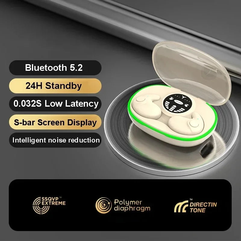Invisible Sleep Bluetooth 5.3 True Wireless Earbuds – Noise Reduction, Stereo, Gaming Headset, Compatible with Xiaomi and iPhone