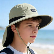 Youth Outdoor Sun Hat with Wide Brim, Drawstring, and Breathable Mesh – Multi‑Functional for Travel, Hiking and Beach
