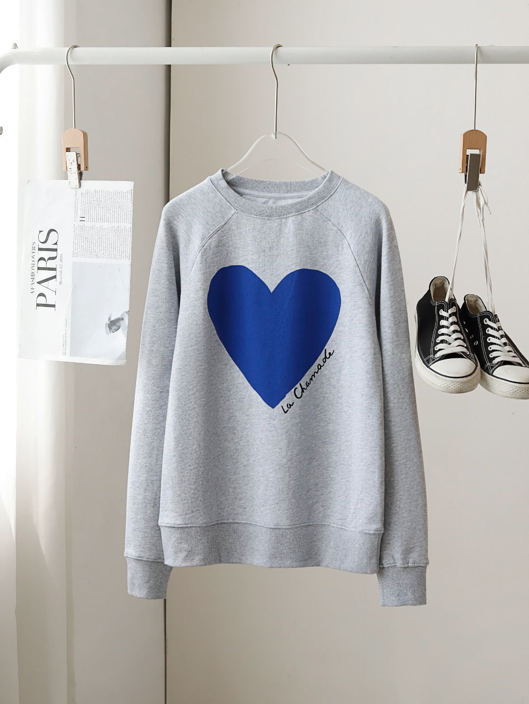 Cozy Heart Print Loose Fit Sweatshirt