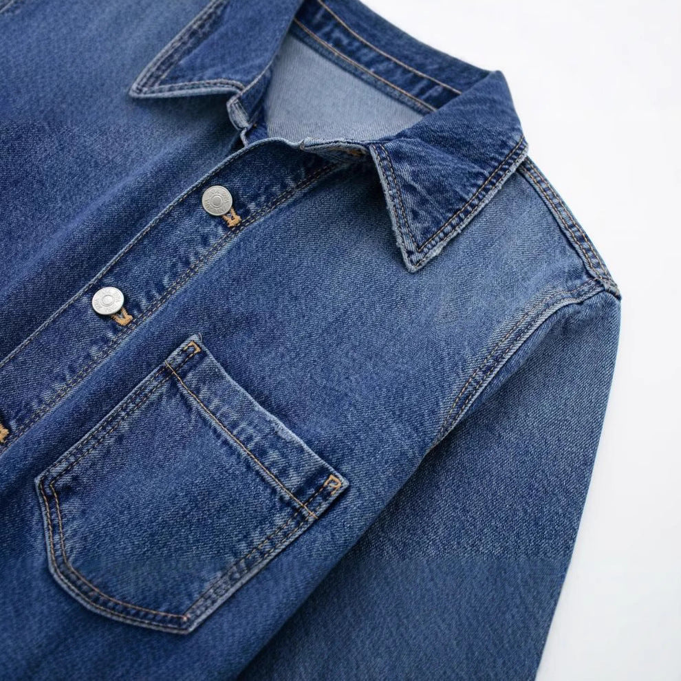 Trendy Women's Straight-Leg Denim Jumpsuit