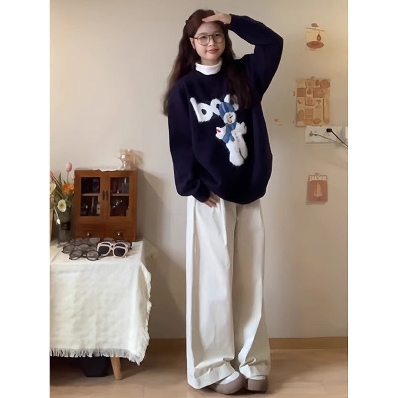 Laid-back Style Knit Base Sweater for Women
