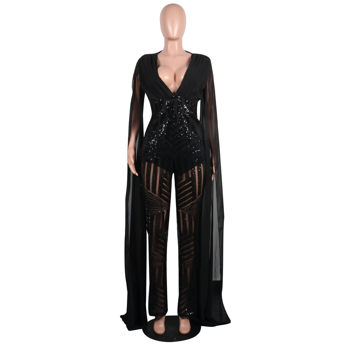 Sexy Sequined Evening Party Romper & Wide-Leg Pants Suit