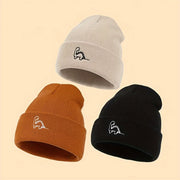 3‑Piece Mini Dinosaur Embroidered Knit Beanie Set – Brimless Warm Hat for 0‑3 Years