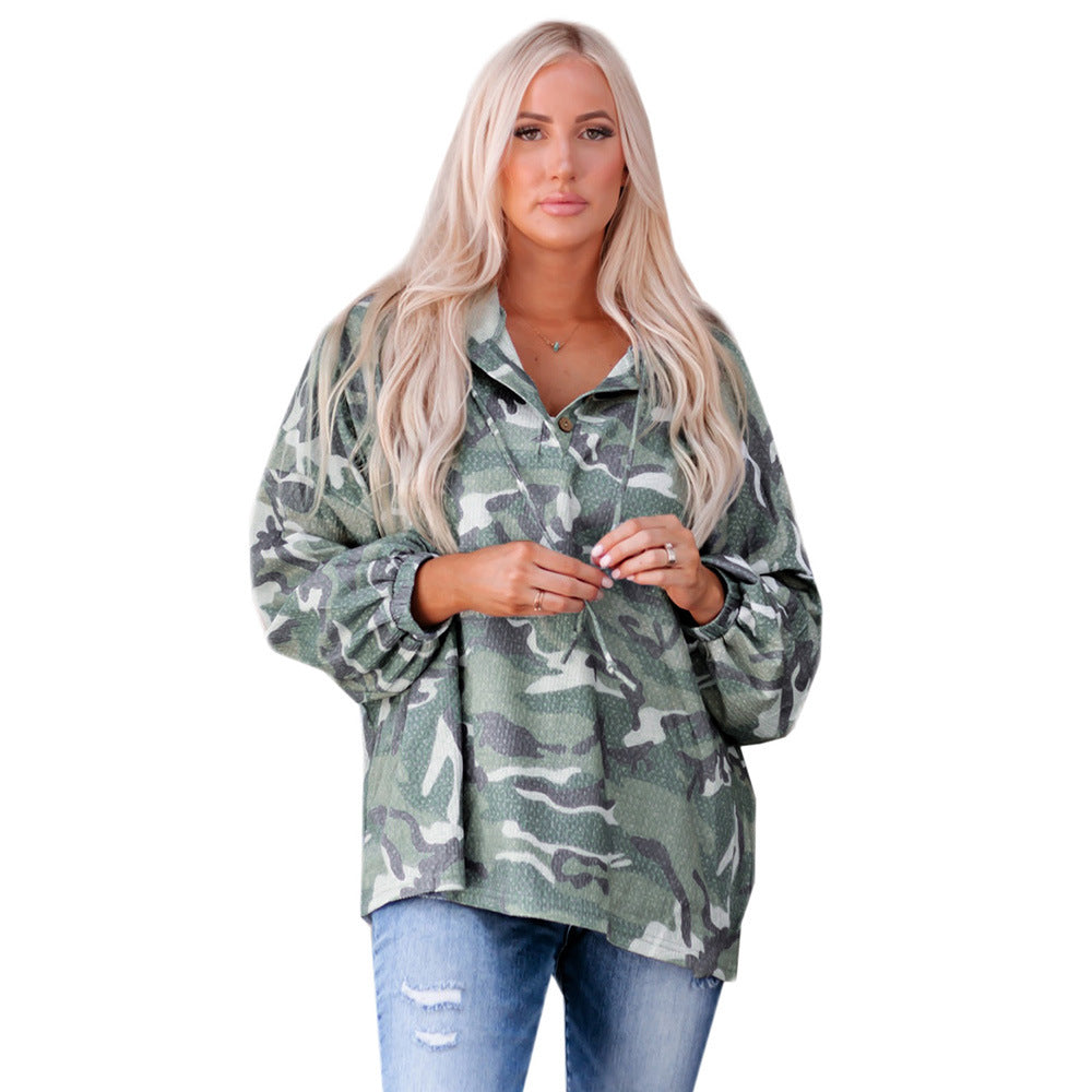 Women's Camouflage Long Sleeve Casual Loose Pullover Hoodie