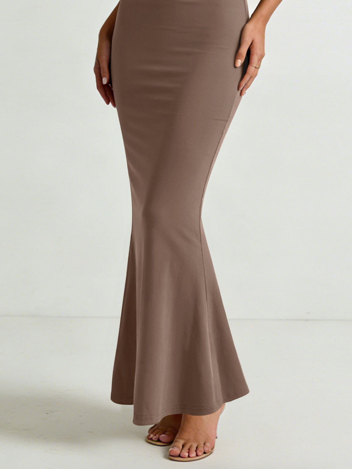 Women's Solid Color Spaghetti Strap Square Neck Bodycon Maxi Dress, Elegant Sleeveless Mermaid Evening Dress Summer Dress for Women