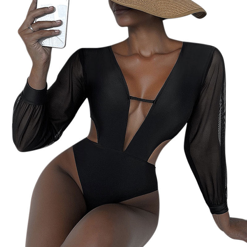 Women's Long Sleeve One-Piece Conservative Swimsuit