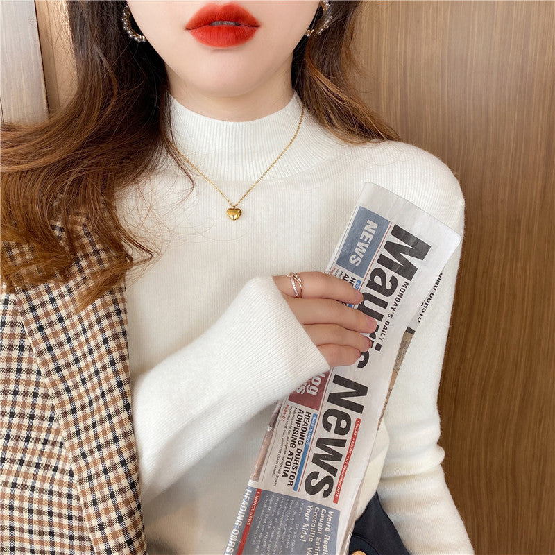 Slim-Fit Mock Neck Long-Sleeve Layering Sweater