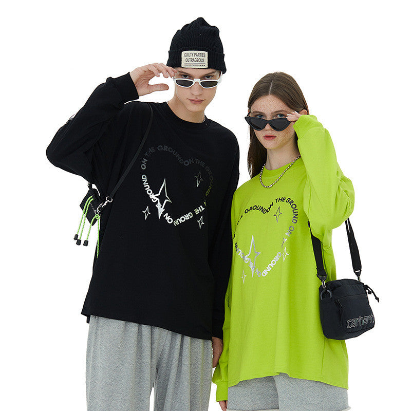 Women's Round Neck Couple Loose Long Sleeve T-shirt