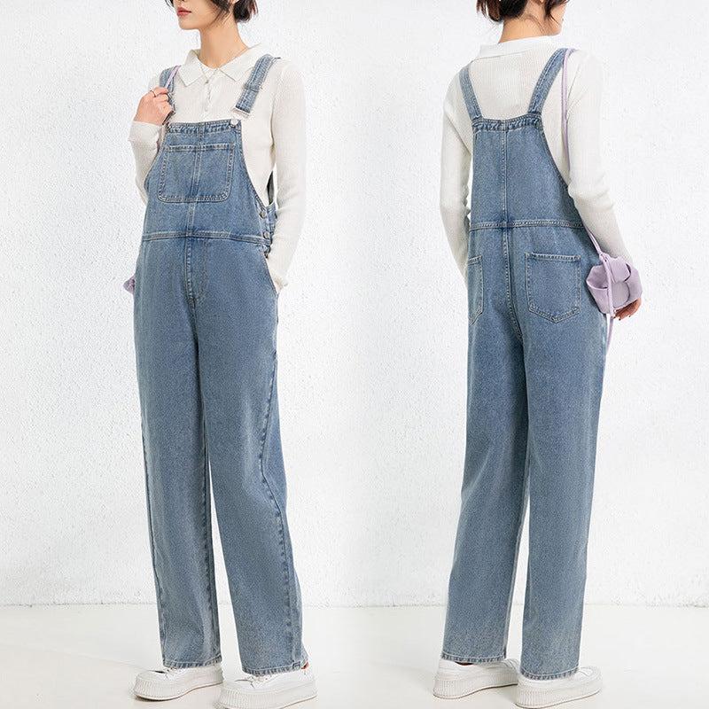 Stylish Maternity Denim Overalls with Gentle Tummy Support