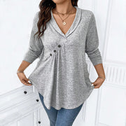 Plus Size Women's Casual Temperament Irregular Long Sleeve Design Blouse