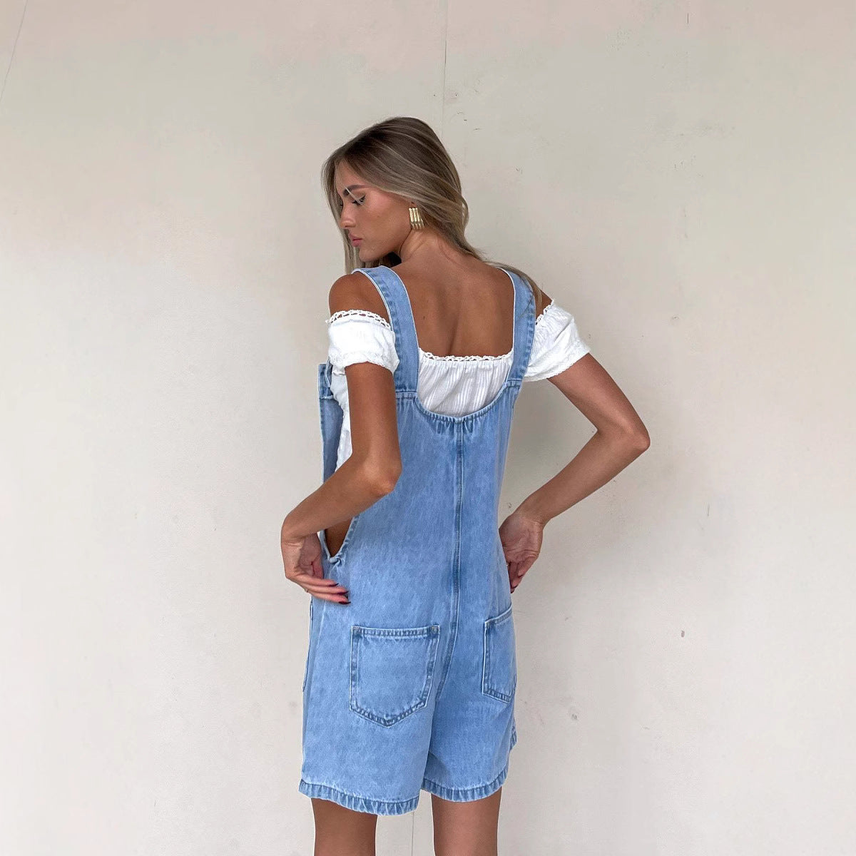 Women's Suspender Trousers Slim Straight One-piece