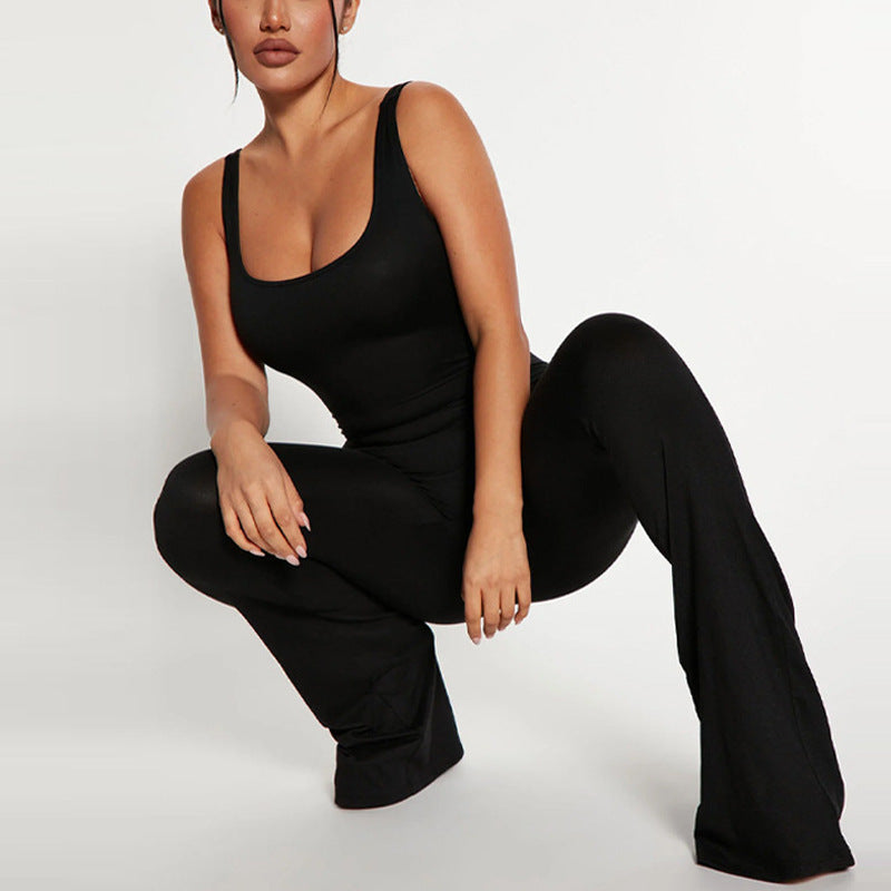 Sleeveless Backless Slim Fit Solid Jumpsuit