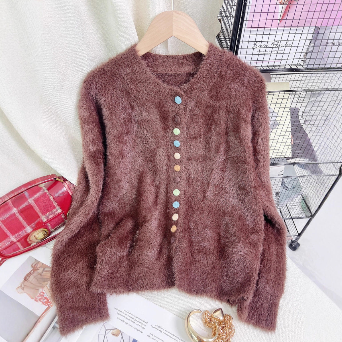 Women's Casual Warm Colorful Button Sweater