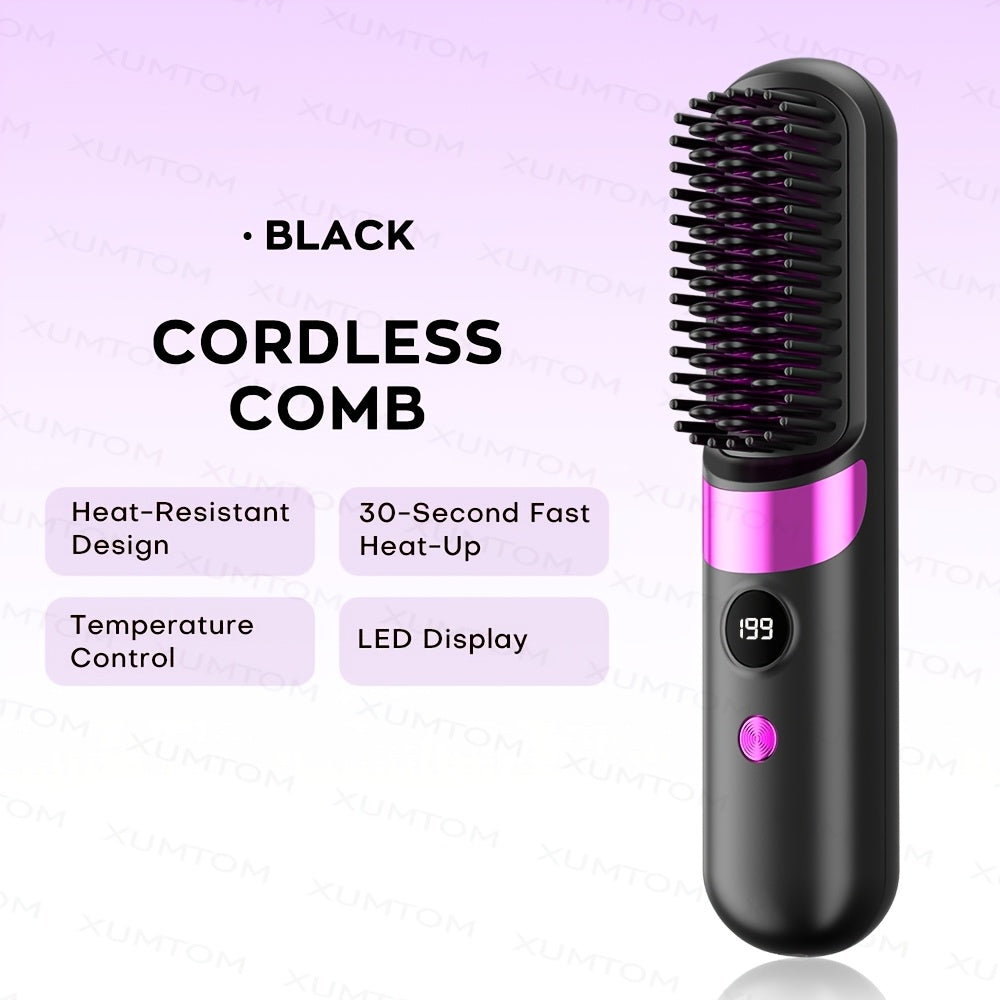 4-Temperature USB-C Hair Straightener and Curling Brush