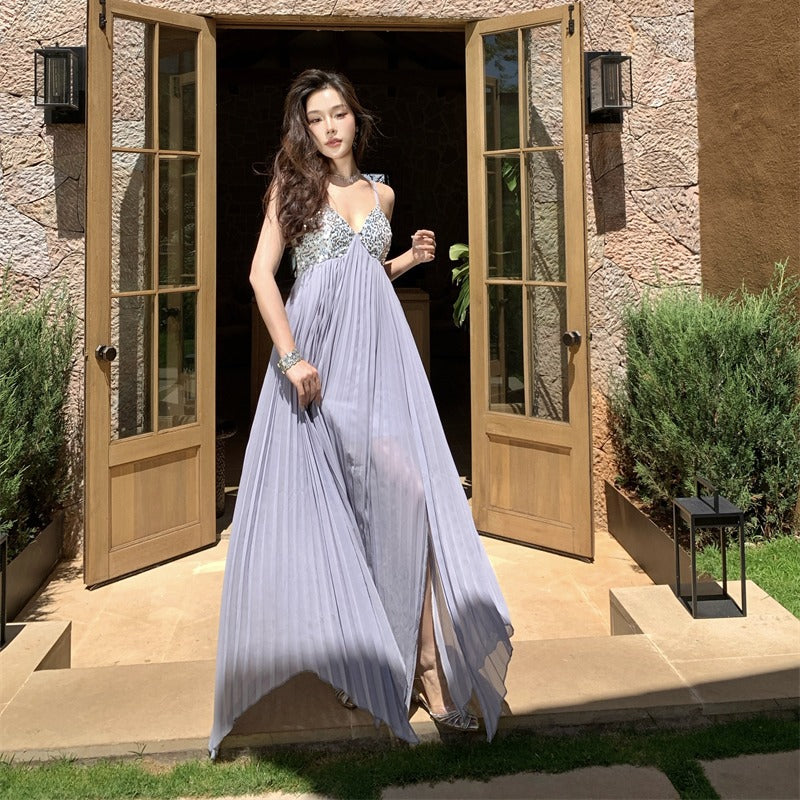 Sequin Beaded Off-Shoulder A-Line Evening Dress