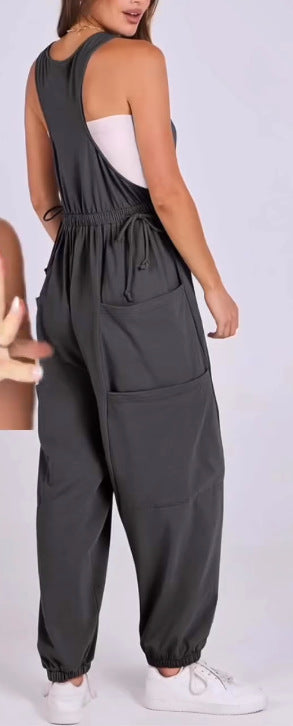 Women's Loose Casual Sling Jumpsuit with Pockets