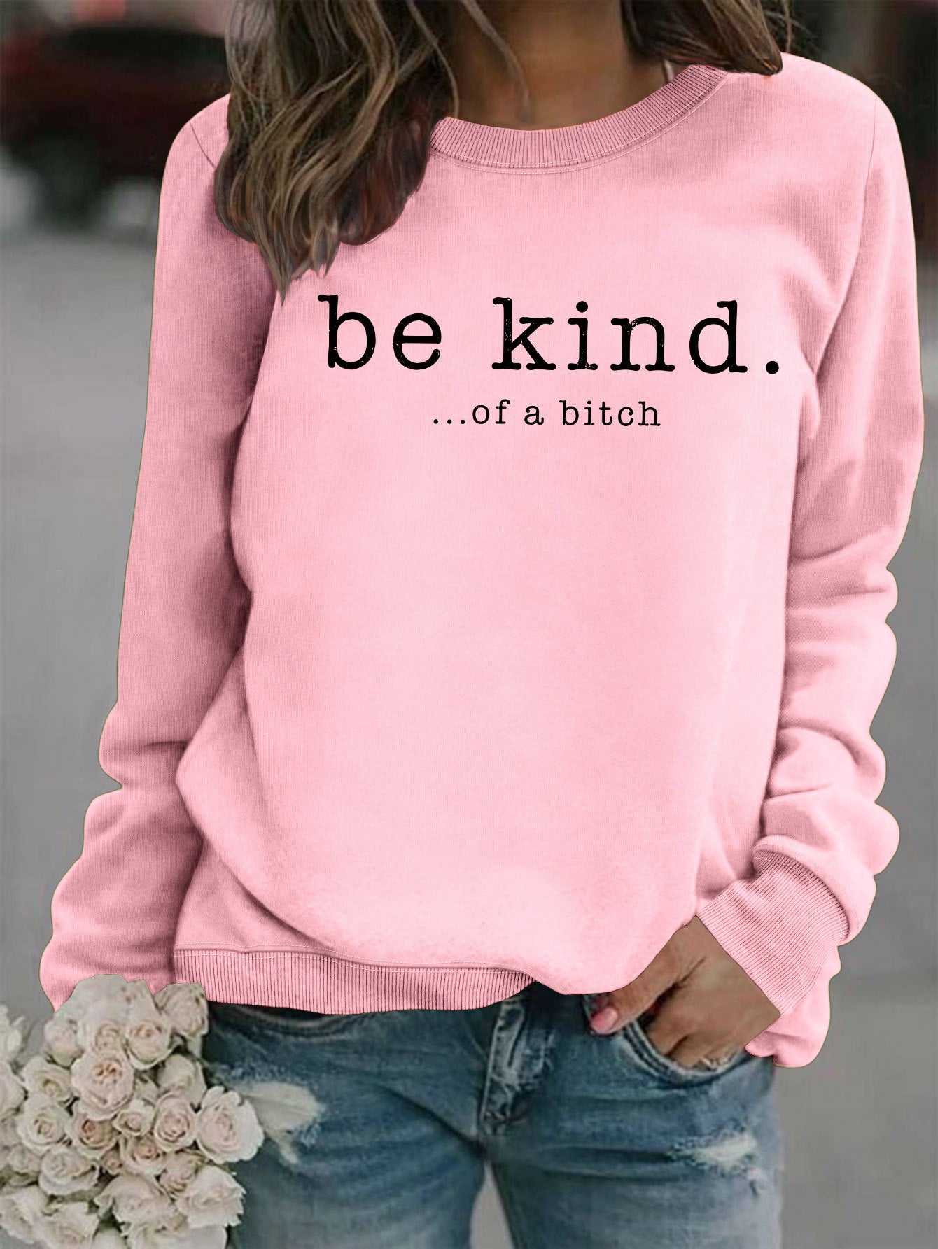 Women's Casual Printed Round Neck Pullover Hoodie