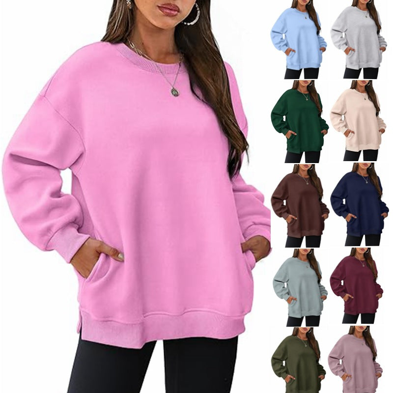 Oversized Velvet Long Sleeve Pullover Sweatshirt
