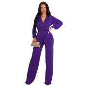 Solid Color Casual Long Sleeves Women's Jumpsuit