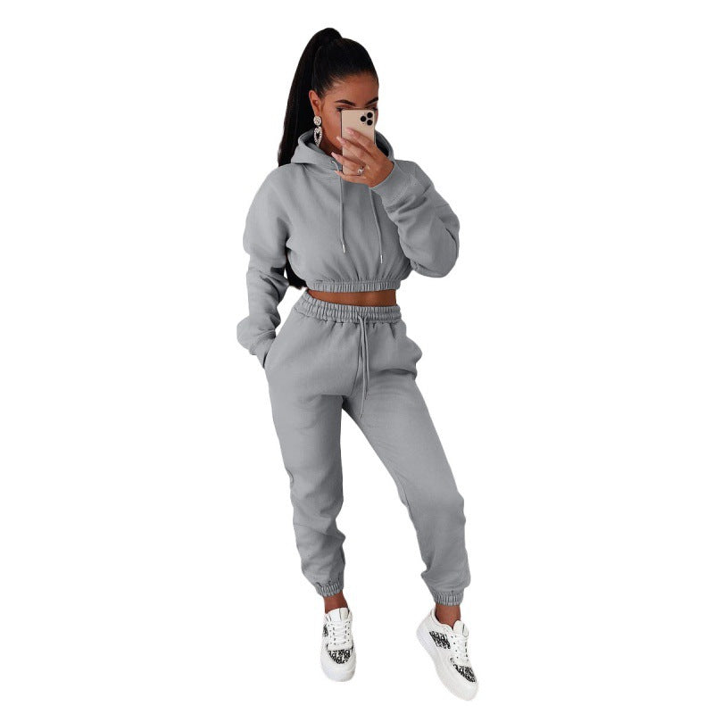Women's Velvet Padded Hooded Two-Piece Suit