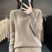 Women's Solid Color Turtleneck Knitting Pullover Long Sleeve Loose Sweater
