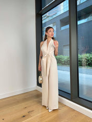 Sleeveless Waist-Cinching Lace-Up Sexy Jumpsuit