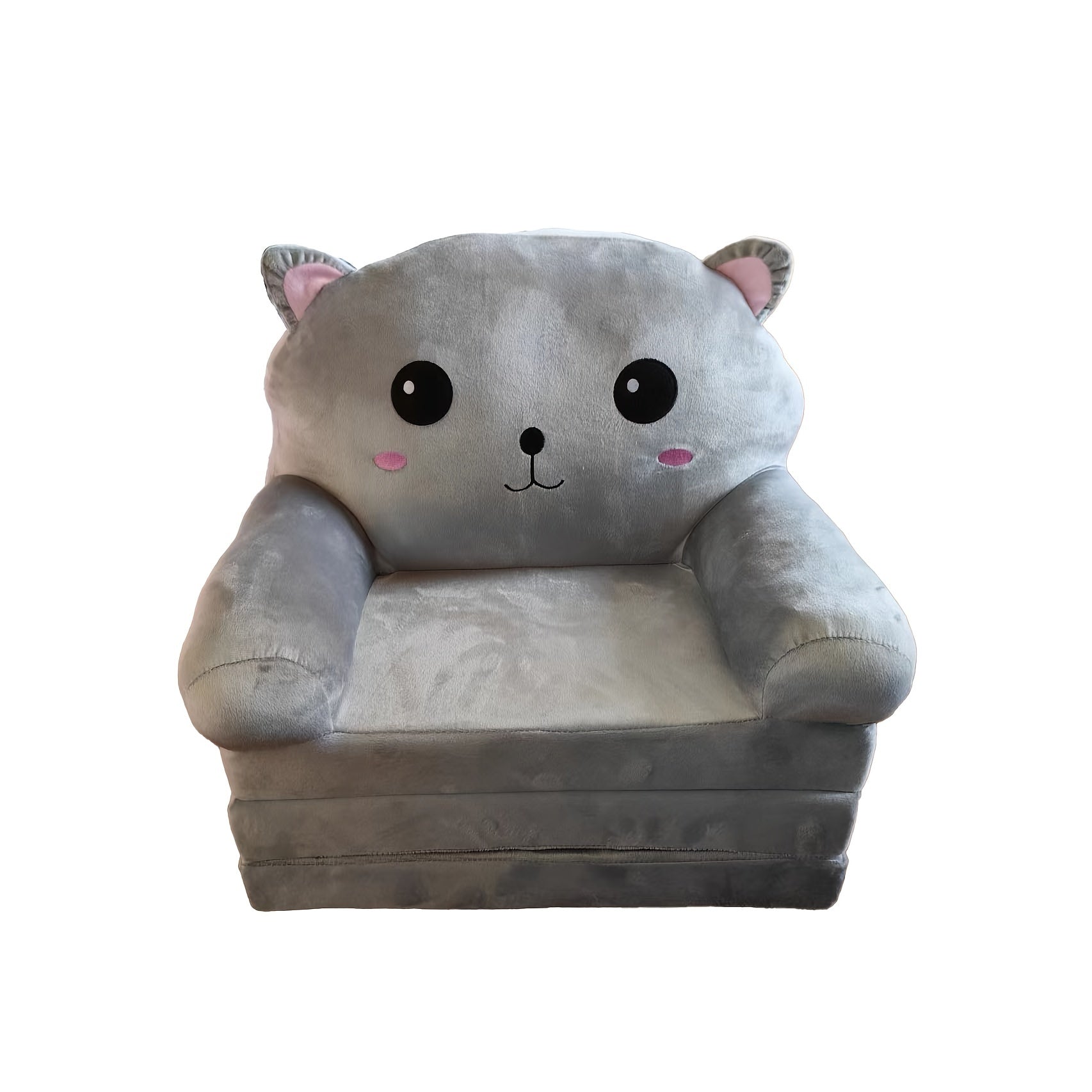 Children's Foldable Plush Sofa with Pillow – Flip‑Top Reclining Seat, Removable Washable Cover