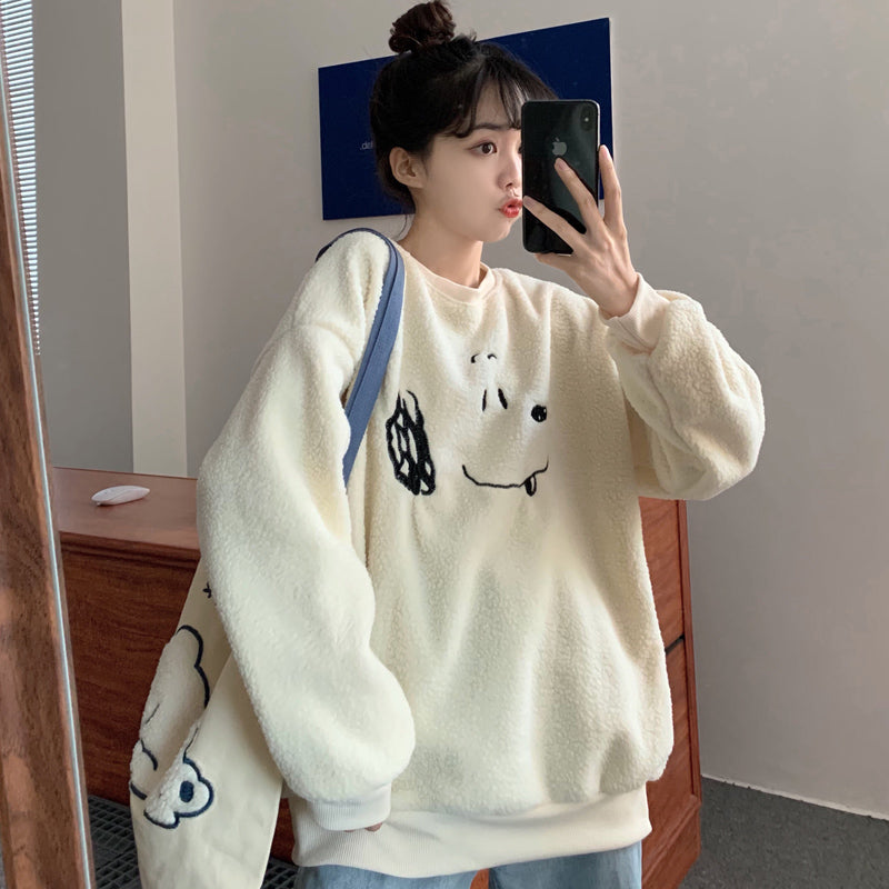 Cozy Lamb Wool Pullover Hoodie for Women