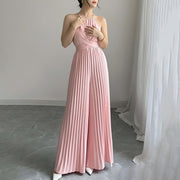 Elegant High-Waist Wide-Leg Solid Jumpsuit