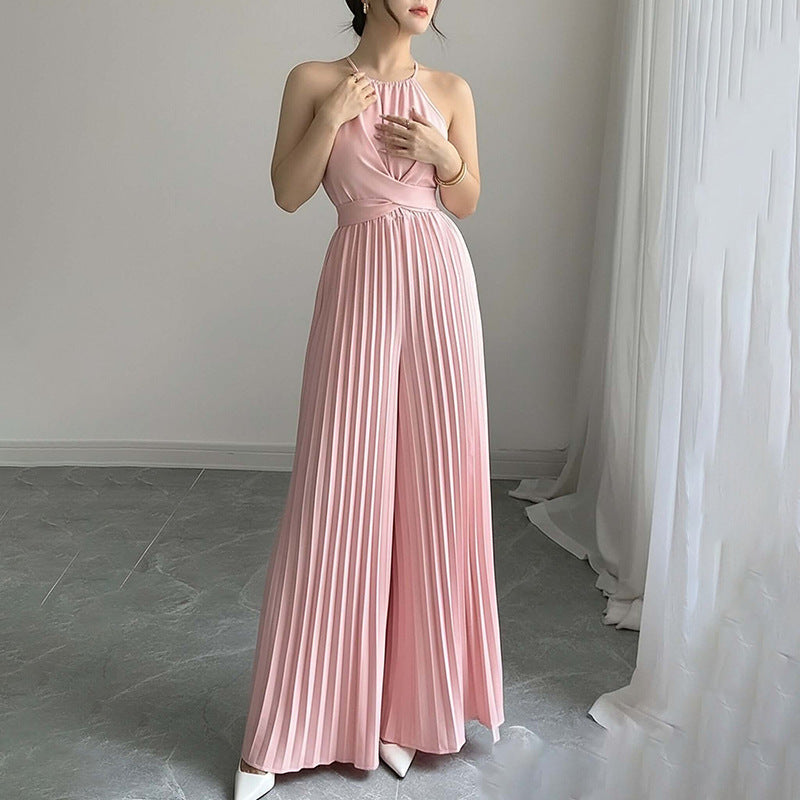 Elegant High-Waist Wide-Leg Solid Jumpsuit