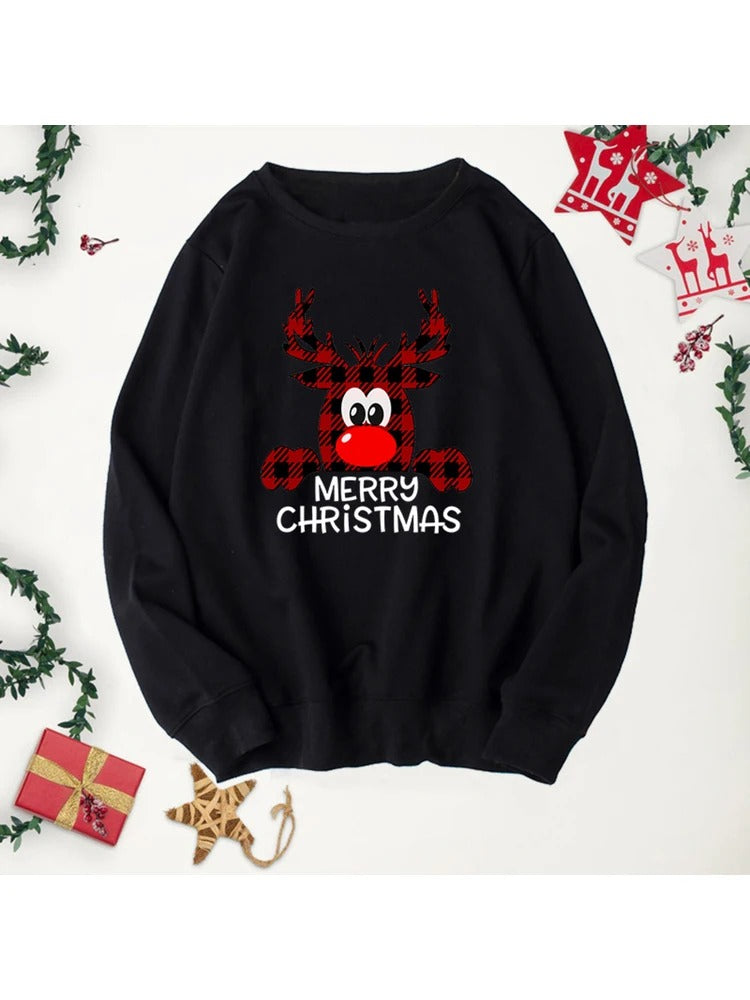 Unisex Cartoon Long Sleeve Cotton Terry Pullover Sweater