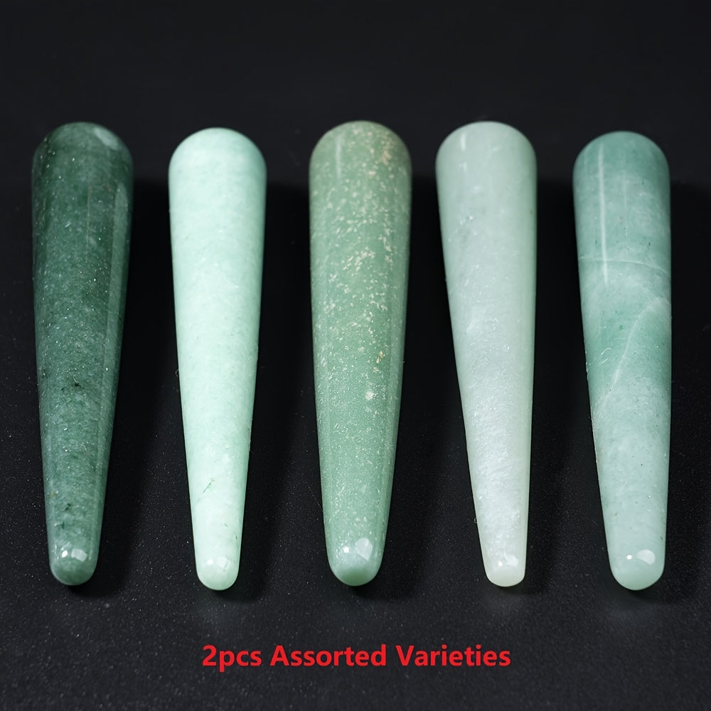 Natural Green Aventurine Beauty Stick – Random Color, 1 or 2 Pack Crystal Massage Tool for Facial and Eye Acupoint Stimulation