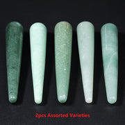 Natural Green Aventurine Beauty Stick – Random Color, 1 or 2 Pack Crystal Massage Tool for Facial and Eye Acupoint Stimulation