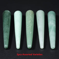 Natural Green Aventurine Beauty Stick – Random Color, 1 or 2 Pack Crystal Massage Tool for Facial and Eye Acupoint Stimulation