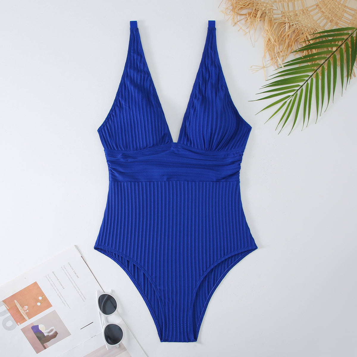 Women's Solid Lace-Up Slim Fit One-Piece Swimsuit