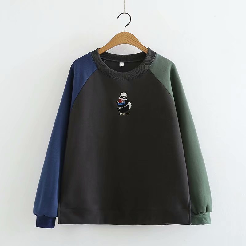 Cozy Colorblock Raglan Plush Sweater for Women