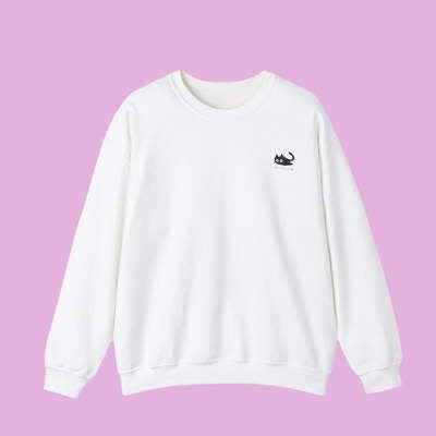 Cute Kuro Neko Cat Print Sweatshirt - Cozy Korean Style